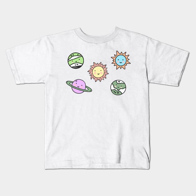 Outerspace Planets Kids T-Shirt by psanchez